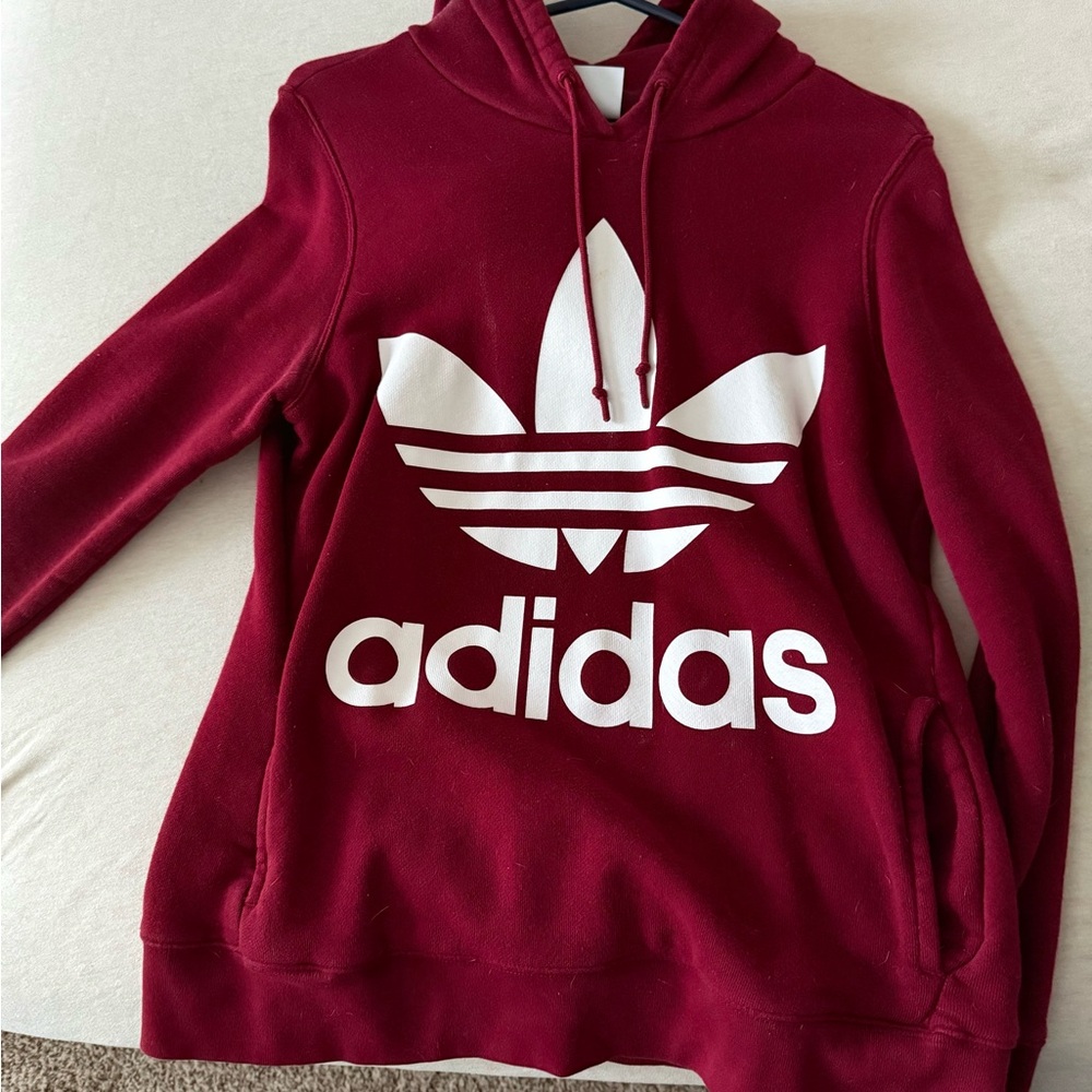 Adidas Women's Maroon Hoodie Sweater